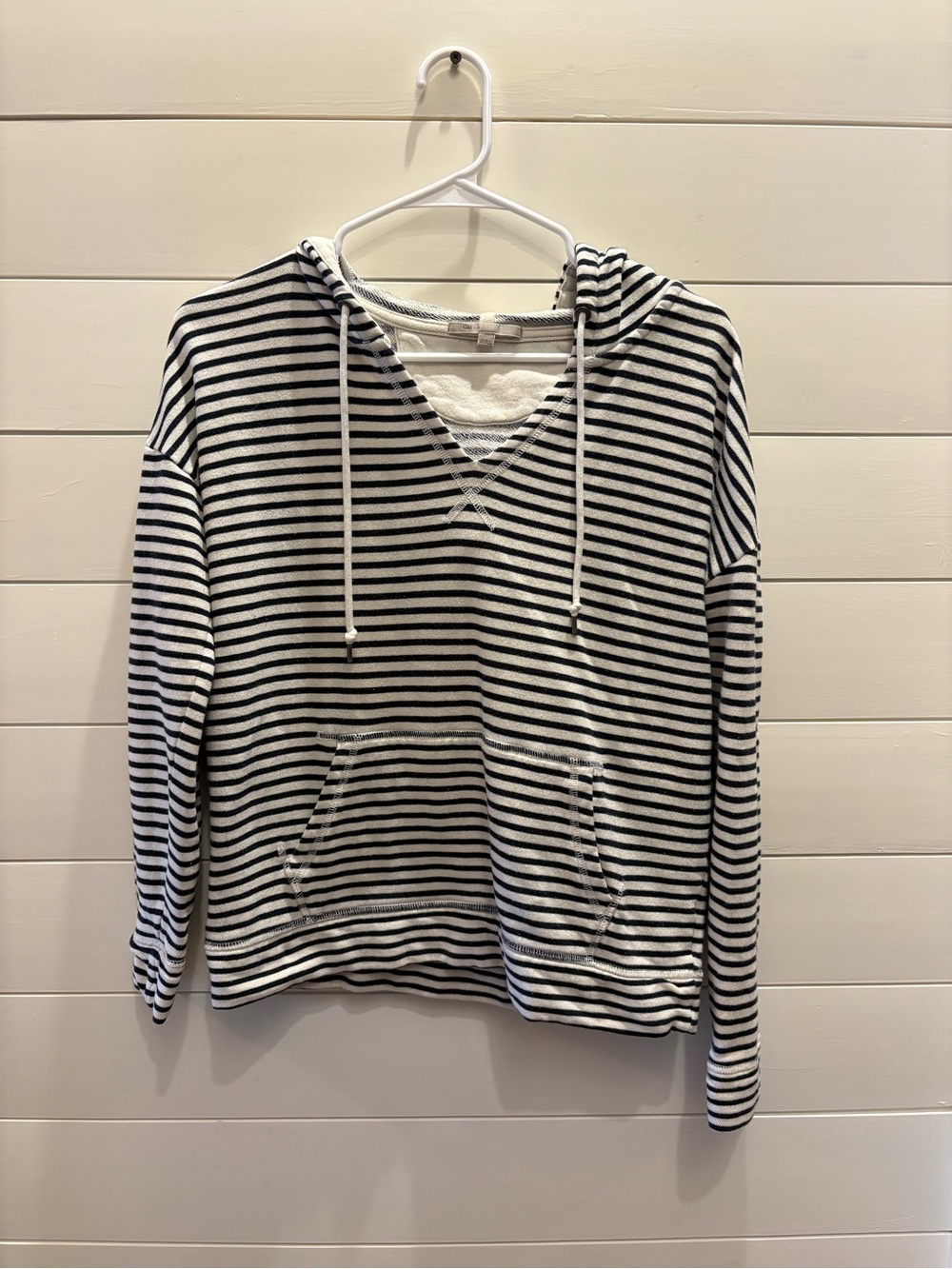 GAP Cream and Black Striped Hooded Pullover